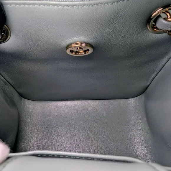 Chanel Rare Light Grey Quilted Caviar Leather Small Bucket Drawstring Bag - Picture 12 of 16